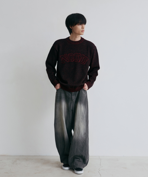 NODU（ノードユー）の「ロゴリングラウンドニット[ダークレッド]（ニット/セーター・メンズ・その他・MEDIUM/LARGE）」の4枚目の写真