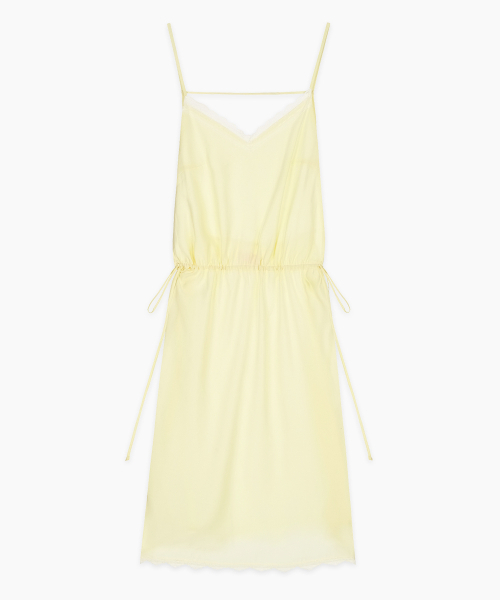 SINOON(シヌーン)の「V-Neck Layered Lace Silky Dress (Cream Yellow)(ワンピース・レディース・イエロー・FREE)」の4枚目の写真