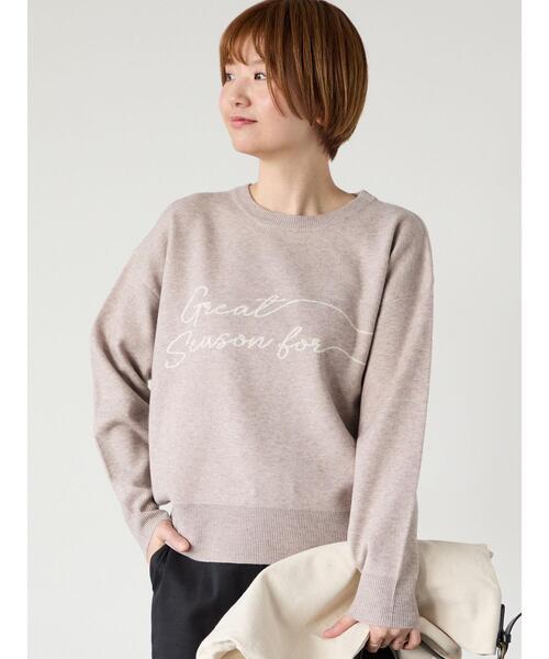 Lugnoncure（ルノンキュール）の「筆記体ロゴジャカードニット（ニット/セーター・レディース・ベージュ/オフホワイト/チャコールグレー/グレー・F）」の4枚目の写真