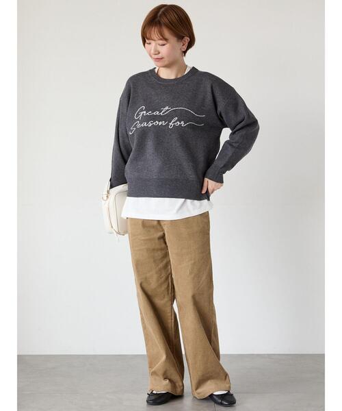 Lugnoncure（ルノンキュール）の「筆記体ロゴジャカードニット（ニット/セーター・レディース・ベージュ/オフホワイト/チャコールグレー/グレー・F）」の6枚目の写真