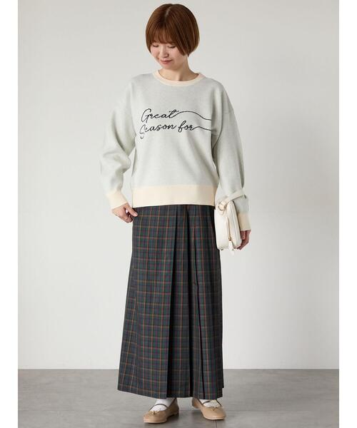 Lugnoncure（ルノンキュール）の「筆記体ロゴジャカードニット（ニット/セーター・レディース・ベージュ/オフホワイト/チャコールグレー/グレー・F）」の8枚目の写真