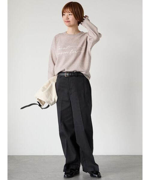 Lugnoncure（ルノンキュール）の「筆記体ロゴジャカードニット（ニット/セーター・レディース・ベージュ/オフホワイト/チャコールグレー/グレー・F）」の14枚目の写真