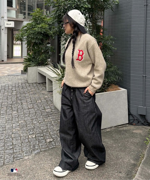 sedacle(セダクル)の「【別注】MLB/ラメジャガードロゴニット(ニット/セーター・メンズ・グレー/ネイビー/ベージュ・LARGE/MEDIUM/SMALL)」の9枚目の写真