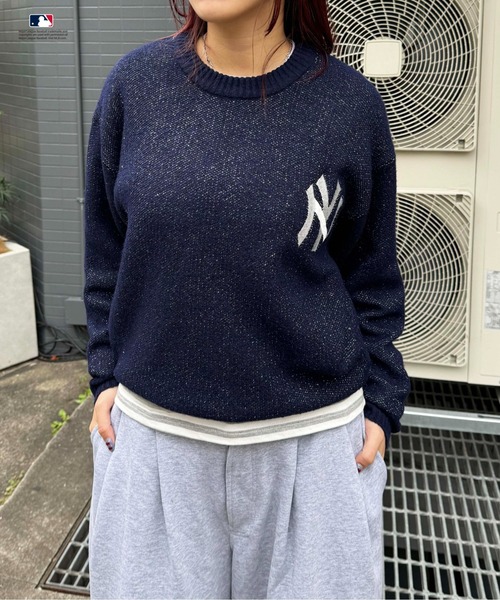 sedacle(セダクル)の「【別注】MLB/ラメジャガードロゴニット(ニット/セーター・メンズ・グレー/ネイビー/ベージュ・LARGE/MEDIUM/SMALL)」の13枚目の写真