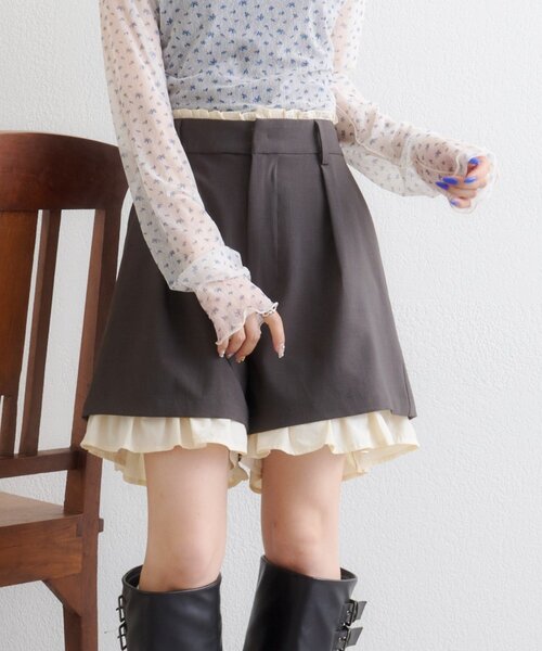 w closet（ダブルクローゼット）の「レイヤードショートパンツ（その他パンツ・レディース・チャコールグレー/ベージュ/カーキ・FREE）」の17枚目の写真