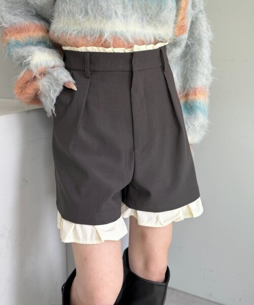 w closet（ダブルクローゼット）の「レイヤードショートパンツ（その他パンツ・レディース・チャコールグレー/ベージュ/カーキ・FREE）」の10枚目の写真