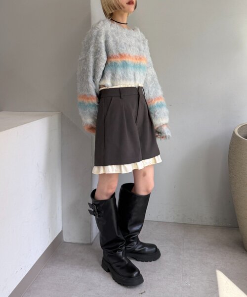 w closet（ダブルクローゼット）の「レイヤードショートパンツ（その他パンツ・レディース・チャコールグレー/ベージュ/カーキ・FREE）」の4枚目の写真