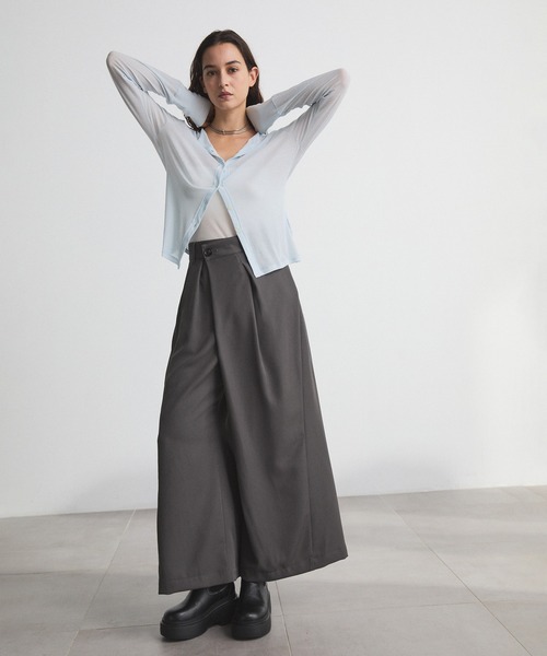 CITY TOKYO（シティトウキョウ）の「Cross Wrap Pants/クロスラップパンツ/ワイドパンツ（その他パンツ・レディース・ブラック/チャコールグレー・1/3/2）」の3枚目の写真