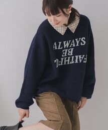 RETRO GIRL | シャツ襟付ロゴニット(ニット/セーター)