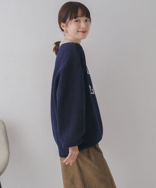 RETRO GIRL（レトロガール）の「シャツ襟付ロゴニット（ニット/セーター・レディース・グリーン/ブルー/ナチュラル・FREE）」の9枚目の写真