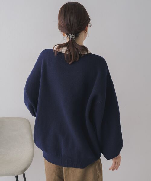 RETRO GIRL（レトロガール）の「シャツ襟付ロゴニット（ニット/セーター・レディース・グリーン/ブルー/ナチュラル・FREE）」の10枚目の写真