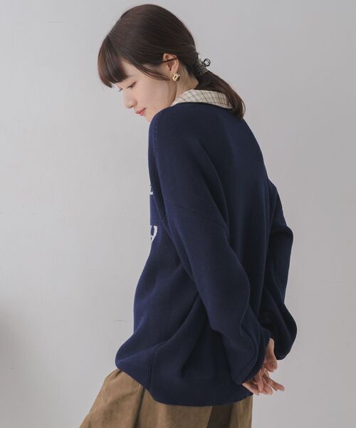 RETRO GIRL（レトロガール）の「シャツ襟付ロゴニット（ニット/セーター・レディース・グリーン/ブルー/ナチュラル・FREE）」の11枚目の写真