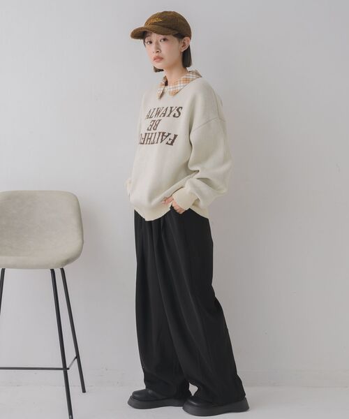 RETRO GIRL（レトロガール）の「シャツ襟付ロゴニット（ニット/セーター・レディース・グリーン/ブルー/ナチュラル・FREE）」の15枚目の写真