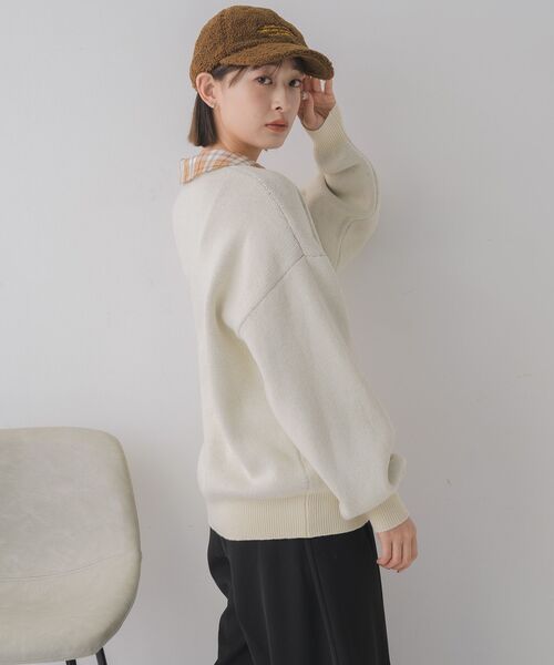 RETRO GIRL（レトロガール）の「シャツ襟付ロゴニット（ニット/セーター・レディース・グリーン/ブルー/ナチュラル・FREE）」の17枚目の写真