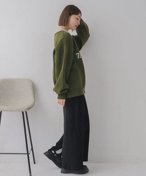 RETRO GIRL（レトロガール）の「シャツ襟付ロゴニット（ニット/セーター・レディース・グリーン/ブルー/ナチュラル・FREE）」の21枚目の写真