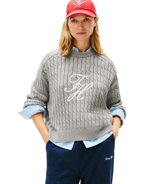 TOMMY HILFIGER(トミーヒルフィガー)の「テクスチャードグラフィッククルーネックセーター(ニット/セーター・レディース・イエロー/グレー/マルチ・X-SMALL/XX-SMALL)」の2枚目の写真