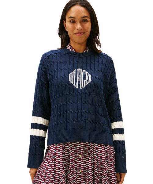 TOMMY HILFIGER(トミーヒルフィガー)の「テクスチャードグラフィッククルーネックセーター(ニット/セーター・レディース・イエロー/グレー/マルチ・X-SMALL/XX-SMALL)」の3枚目の写真