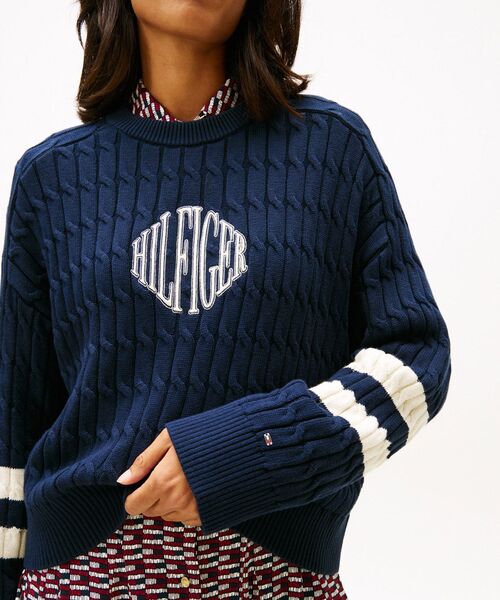 TOMMY HILFIGER(トミーヒルフィガー)の「テクスチャードグラフィッククルーネックセーター(ニット/セーター・レディース・イエロー/グレー/マルチ・X-SMALL/XX-SMALL)」の4枚目の写真