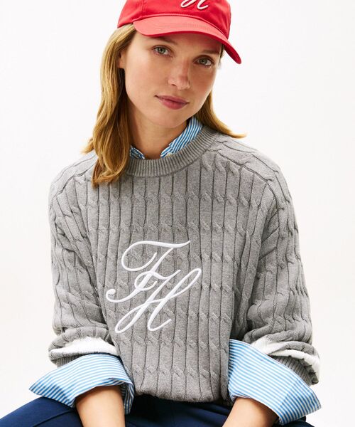 TOMMY HILFIGER(トミーヒルフィガー)の「テクスチャードグラフィッククルーネックセーター(ニット/セーター・レディース・イエロー/グレー/マルチ・X-SMALL/XX-SMALL)」の9枚目の写真