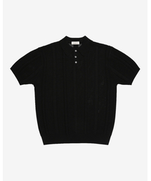 セール】Mesh Mixed Crochet Polo Knit (Ivory)（ポロシャツ）｜sortie