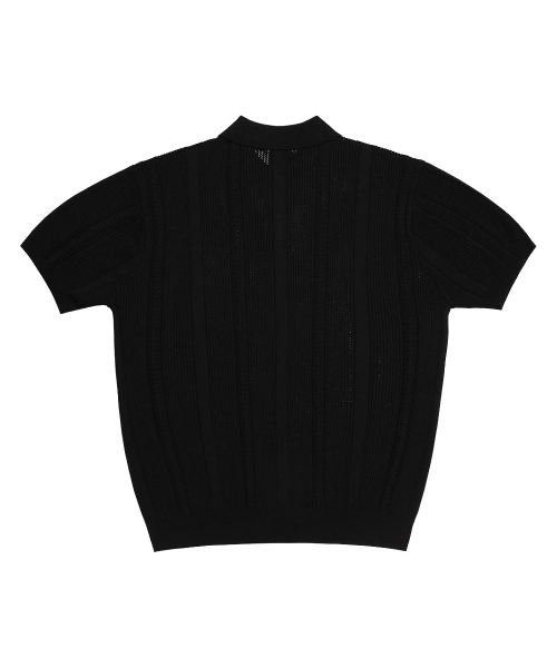 sortie(ソルティ)の「Mesh Mixed Crochet Polo Knit (Black)(ポロシャツ・メンズ・その他・LARGE/X-LARGE/MEDIUM)」の2枚目の写真