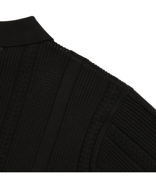 sortie(ソルティ)の「Mesh Mixed Crochet Polo Knit (Black)(ポロシャツ・メンズ・その他・LARGE/X-LARGE/MEDIUM)」の6枚目の写真