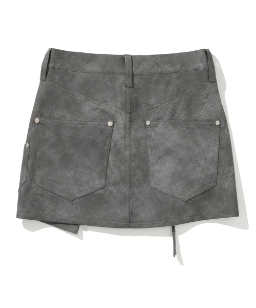 NOT4NERD(ノットフォーナード)の「W Vintage Leather Zipper Mini Skirt - Charcoal(スカート・レディース・その他・MEDIUM/SMALL)」の3枚目の写真