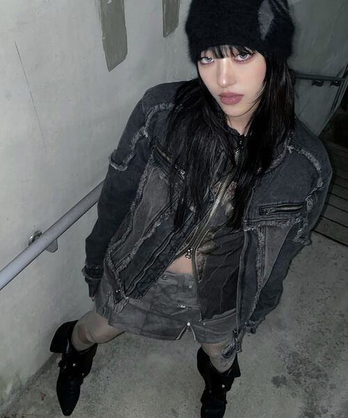 NOT4NERD(ノットフォーナード)の「W Vintage Leather Zipper Mini Skirt - Charcoal(スカート・レディース・その他・MEDIUM/SMALL)」の7枚目の写真