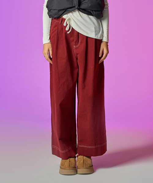 KOLEAT（コレット）の「[起毛ver.] ワイドコットンスティッチパンツ [レッド] KCL.（その他パンツ・レディース・その他・SMALL/MEDIUM）」の2枚目の写真