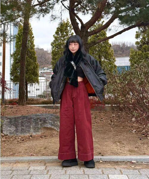 KOLEAT（コレット）の「[起毛ver.] ワイドコットンスティッチパンツ [レッド] KCL.（その他パンツ・レディース・その他・SMALL/MEDIUM）」の5枚目の写真