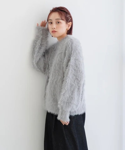 merrylatte(メリーラテ)の「シャギークルーネックニット【IROHANI】(ニット/セーター・レディース・グレー/グリーン・FREE)」の11枚目の写真