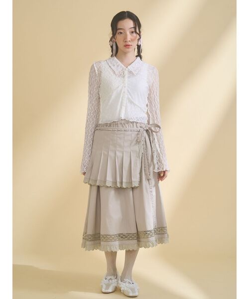 merry jenny（メリージェニー）の「fog color blocking cardigan（シャツ/ブラウス・レディース・ベージュ/ブルー/オフホワイト・FREE）」の7枚目の写真