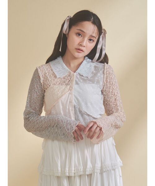 merry jenny(メリージェニー)の「fog color blocking cardigan(シャツ/ブラウス・レディース・ベージュ/ブルー/オフホワイト・FREE)」の14枚目の写真