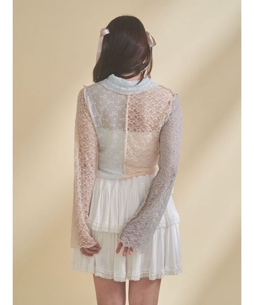 merry jenny（メリージェニー）の「fog color blocking cardigan（シャツ/ブラウス・レディース・ベージュ/ブルー/オフホワイト・FREE）」の13枚目の写真