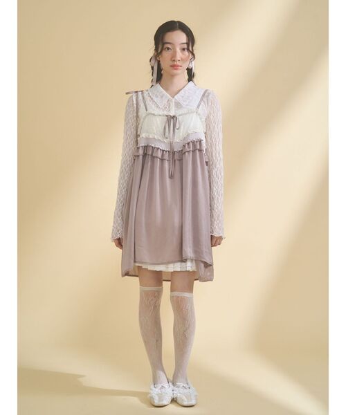 merry jenny（メリージェニー）の「fog color blocking cardigan（シャツ/ブラウス・レディース・ベージュ/ブルー/オフホワイト・FREE）」の21枚目の写真