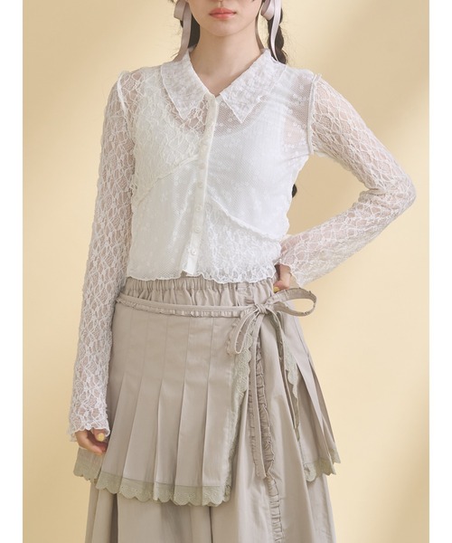 merry jenny(メリージェニー)の「fog color blocking cardigan(シャツ/ブラウス・レディース・ベージュ/ブルー/オフホワイト・FREE)」の2枚目の写真