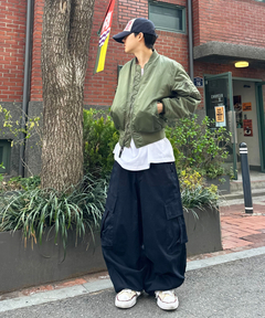 UNISEX》Garment Dyed Nylon Double Pocket Pants/製品染めナイロン