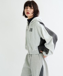 A.D.C.L.（エーディーシーエル）の「裏毛×デニム切替 ジップパーカー（パーカー）」