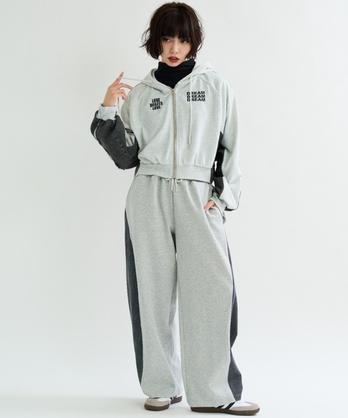 A.D.C.L.（エーディーシーエル）の「裏毛×デニム切替 ジップパーカー（パーカー・レディース・ブルー/ブラック・M/L）」の13枚目の写真