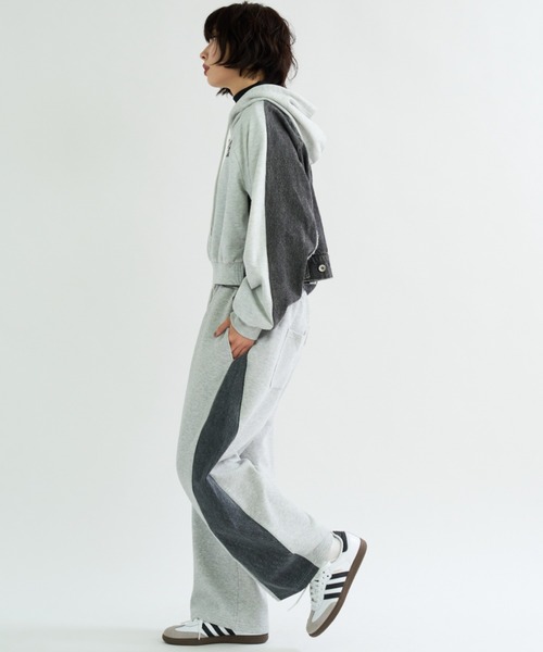 A.D.C.L.（エーディーシーエル）の「裏毛×デニム切替 ジップパーカー（パーカー・レディース・ブルー/ブラック・M/L）」の17枚目の写真