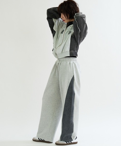 A.D.C.L.（エーディーシーエル）の「裏毛×デニム切替 ジップパーカー（パーカー・レディース・ブルー/ブラック・M/L）」の18枚目の写真