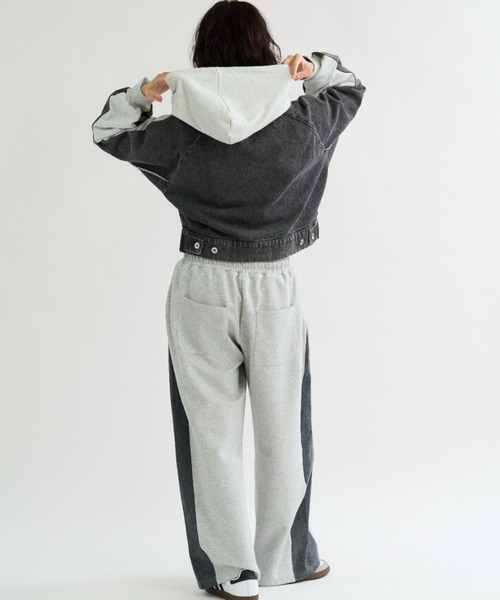 A.D.C.L.（エーディーシーエル）の「裏毛×デニム切替 ジップパーカー（パーカー・レディース・ブルー/ブラック・M/L）」の19枚目の写真