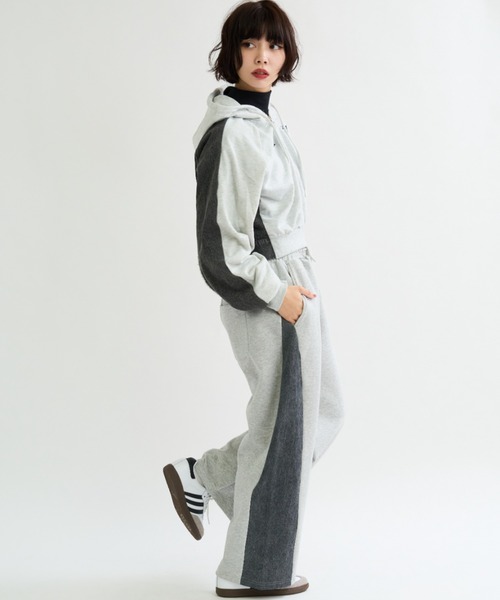 A.D.C.L.（エーディーシーエル）の「裏毛×デニム切替 ジップパーカー（パーカー・レディース・ブルー/ブラック・M/L）」の15枚目の写真