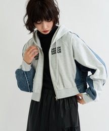 A.D.C.L.（エーディーシーエル）の「裏毛×デニム切替 ジップパーカー（パーカー）」