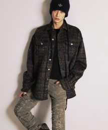 Hairy Wool Overshirt Jacket_[Khaki]