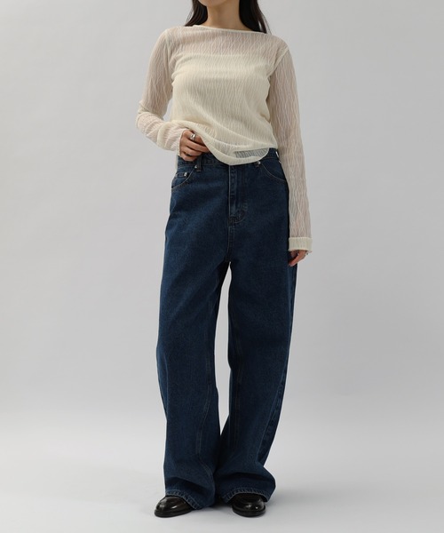 andme(アンドミー)の「【選べるネックデザイン】長袖チュールシアートップス(Tシャツ/カットソー・レディース・ブラック系/ブラウン/アイボリー系/ブラック/アイボリー/ブラウン系・M)」の9枚目の写真
