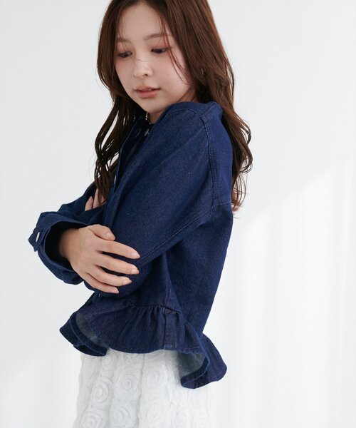 natural couture(ナチュラルクチュール)の「ノーカラーペプラムデニムジャケット(デニムジャケット・レディース・オフホワイト/ブルー/インディゴブルー・FREE)」の22枚目の写真