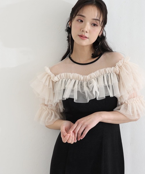 PourVous(プールヴー)の「ミモレ丈&袖あり フォーマル ヴィンテージ風サテン背面ゴムクラシカルラメドットセレモニー 結婚式 二次会 パーティー ドレス オケージョンドレス お呼ばれ 同窓会 成人式 (ドレス・レディース・ピンク/ブルーグレー/ブラック系その他・L/M)」の20枚目の写真