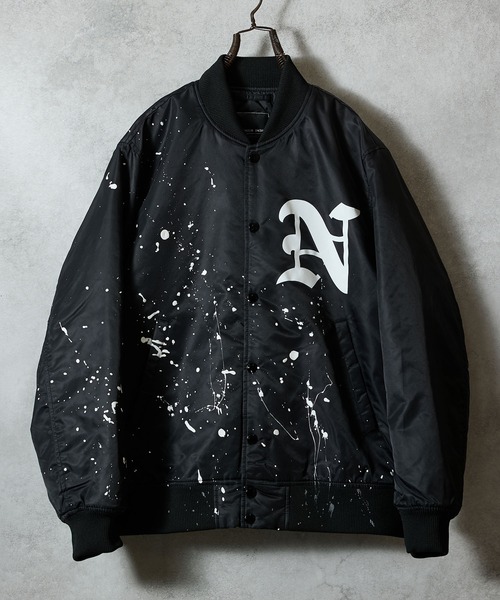 HAND PAINTED NYLON PRINTED STADIUM JACKET / ハンドペイント