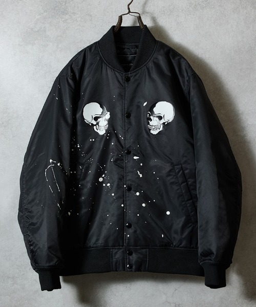 HAND PAINTED NYLON PRINTED STADIUM JACKET / ハンドペイント